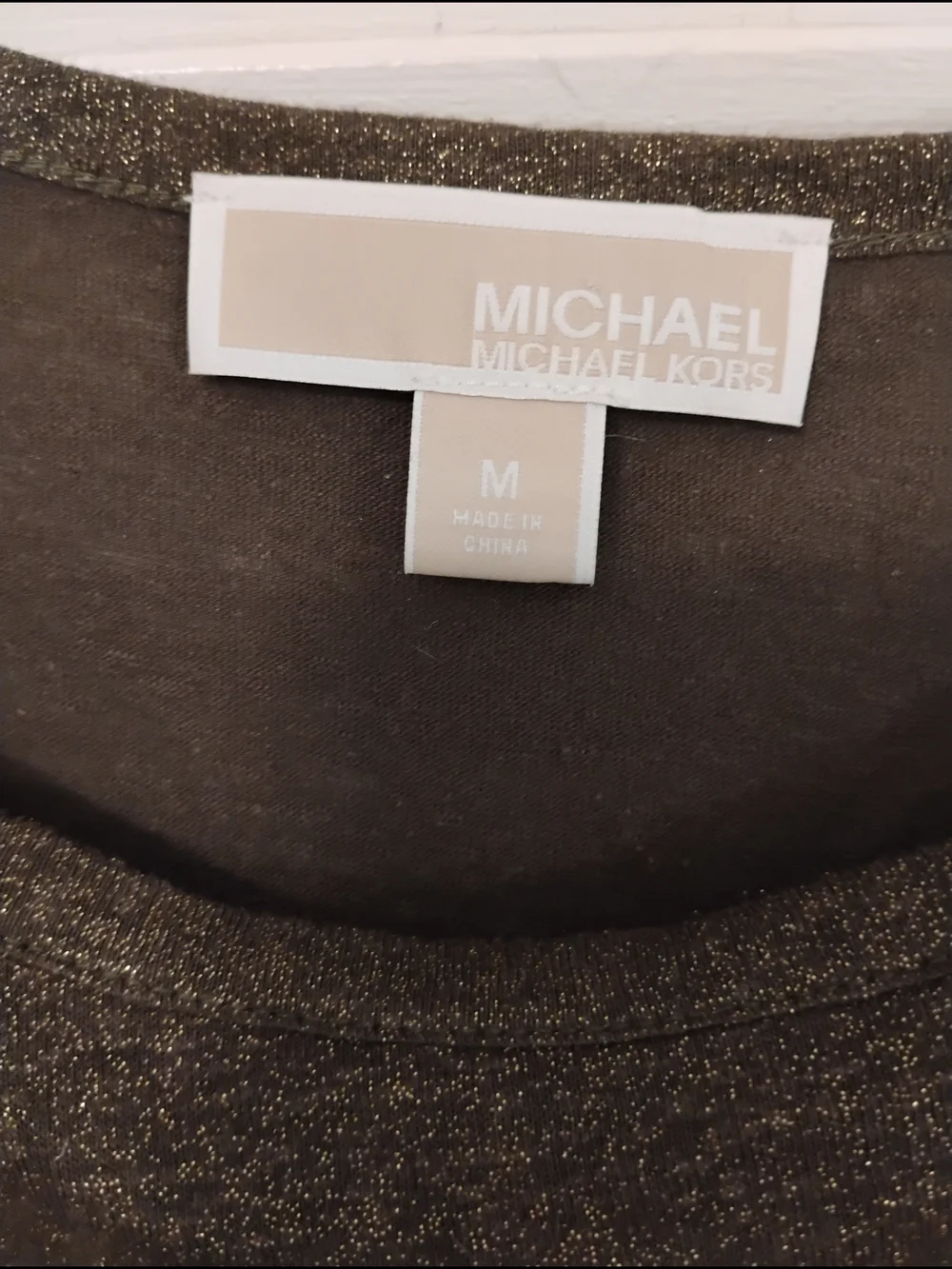 Michael Kors Metallic Brown Knit Top with Gold Lurex